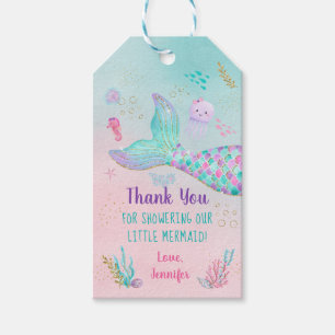 Zeemeermin roze goud onder het Zeeen Baby shower Cadeaulabel