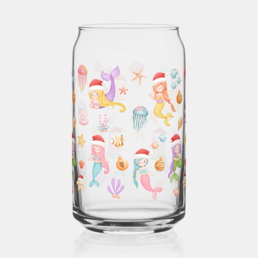 Zeemeermin Santa Pattern Blikvorm Glas (Achterkant)