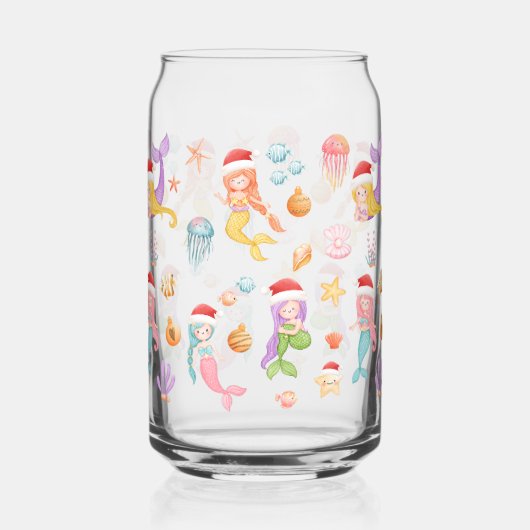 Zeemeermin Santa Pattern Blikvorm Glas (Links)