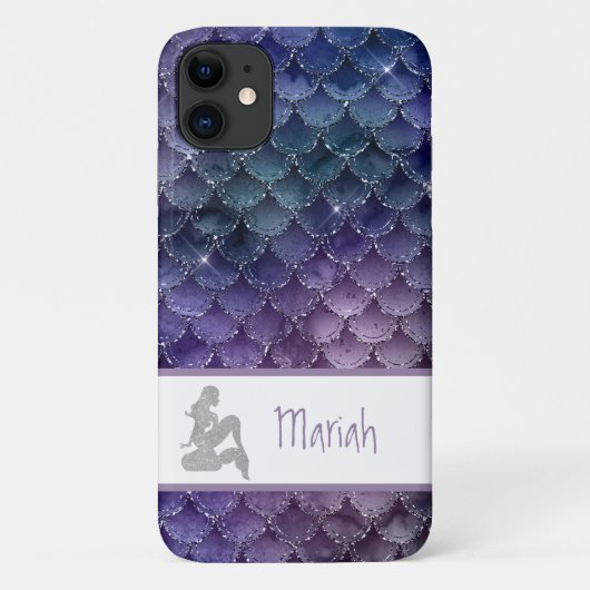 *~* Zeemeermin schaalt Zilver Glitter Blauwgroen B Case-Mate iPhone Case (Achterkant)