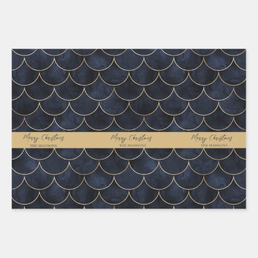 Zeemeermin Schalen en Gouden Glitter Wrapper Papie Inpakpapier Vel (Voorkant)