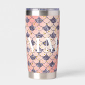 Zeemeermin schalen roze paarse monogram initialen geïsoleerde drinkbeker (Achterkant)