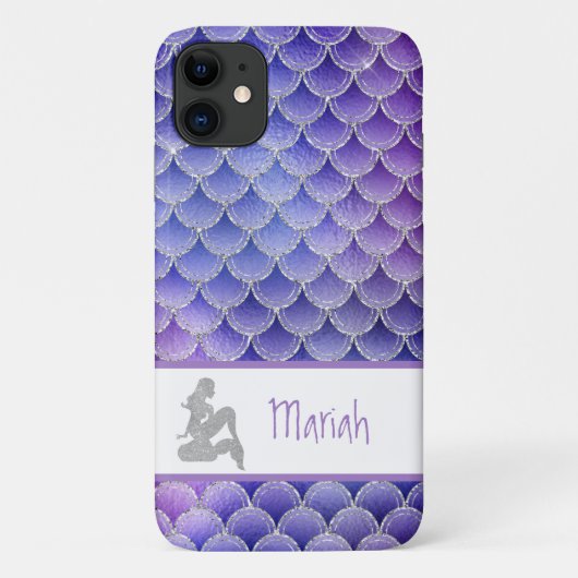 *~* Zeemeermin schalen Zilver Glitter Paars Blauw Case-Mate iPhone Case (Achterkant)