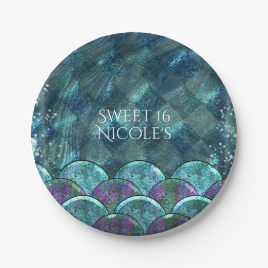 Zeemeermin schalt onder het Zee verjaardagsfeest Papieren Bordje (Voorkant)