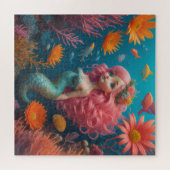 Zeemeermin schattig roze legpuzzel (Horizontaal)