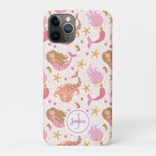 Zeemeermin Schattige Roze Girly Monogram iPhone 11 Pro Hoesje
