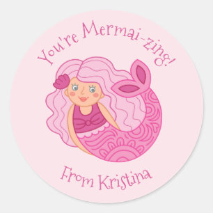 Zeemeermin Schattigee Kinder Valentijnsdag Sticker