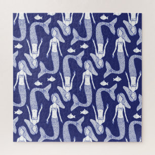Zeemeermin schets: vissenpatroon. legpuzzel