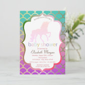 Zeemeermin Schubben Baby Shower Uitnodiging met Ee (Staand voorkant)