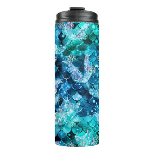 Zeemeermin schubben Blauw Glitter Thermosbeker