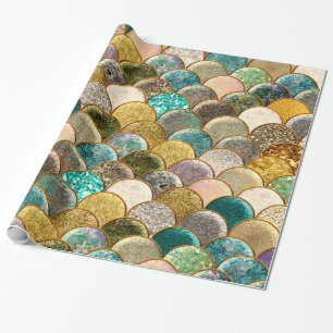 Zeemeermin Schubben Multi Kleur Glitter Glam Trend Cadeaupapier