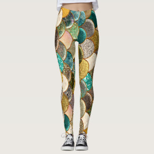 Zeemeermin Schubben Multi Kleur Glitter Glam Trend Leggings
