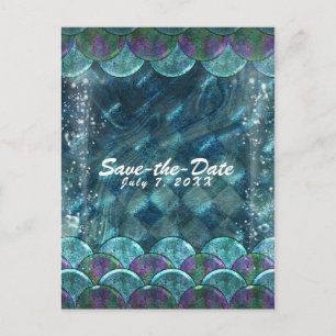 Zeemeermin Schubben Onder Zee Feest Opslaan Datum Aankondigingskaart