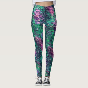 Zeemeermin Schubben Paarse en Groene Leggings