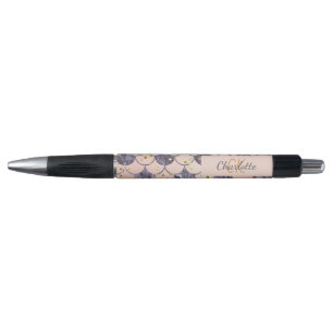 Zeemeermin schubben roze paars monogram naam pen