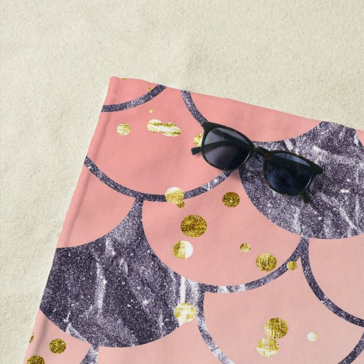 Zeemeermin schubt roze perzik paarse naam strandlaken (In situ)