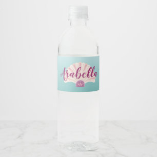 Zeemeermin Shell Verjaardag Water Fles Label Waterfles Etiket