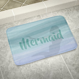 Zeemeermin Silhouet Aqua Blue Ocean Custom Badmat