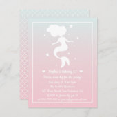 Zeemeermin Silhouette Meisjes Ombre Verjaardagsfee Kaart (Voorkant / Achterkant)