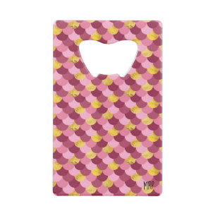 *~* Zeemeermin Skin Faux Gold Folie Magenta Roze Kredietkaart Flessenopener