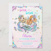 Zeemeermin Splish Splash 4e verjaardagsfeestje Kaart (Voorkant)