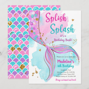 Zeemeermin Splish Splash Birthday Bash Meisje Goud Kaart