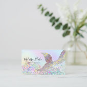 Zeemeermin staart faux pastel glitter visitekaartje (Staand voorkant)