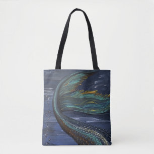 Zeemeermin staart Navy Blue Coastal Canvas tas