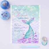Zeemeermin Staart Onder het Zee Paarse Verjaardag Flyer (Enkel)