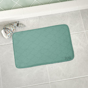 Zeemeermin staart schalen patroon monogram groen badmat
