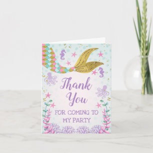 Zeemeermin Staart Verjaardag Bedankt Card