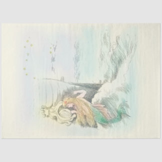 zeemeermin staren in een scheepsraam tissuepapier