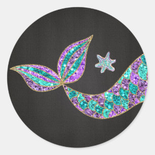 Zeemeermin sticker Glitter, Onder het zee Dank u