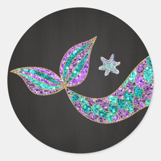 Zeemeermin sticker Glitter, Onder het zee Dank u (Voorkant)