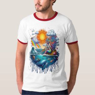 Zeemeermin Surreal Onderbewuste Zongekust Ochtend T-shirt