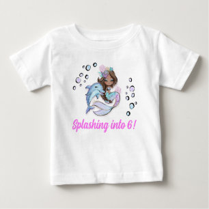 Zeemeermin Thema 6e Verjaardag T-Shirt voor Kinder