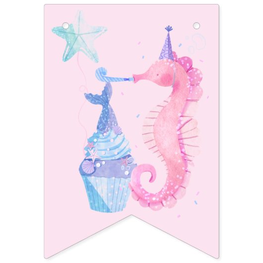 Zeemeermin thema verjaardag bash bunting banner (Tweede vlag)