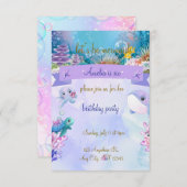 Zeemeermin-thema verjaardagsfeestje uitnodiging-Cu Kaart (Voorkant / Achterkant)