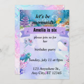 Zeemeermin-thema verjaardagsfeestje uitnodiging-Cu Kaart (Voorkant / Achterkant)