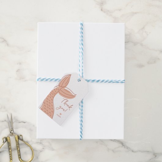 Zeemeermin Uitnodiging, Minimalistisch, Onder het  Cadeaulabel (Met Touw)