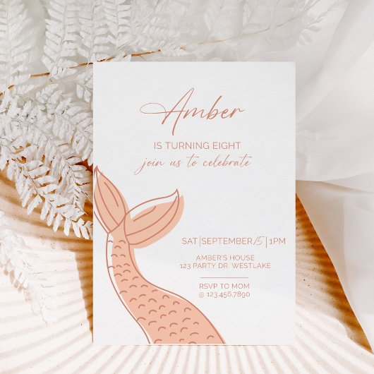 Zeemeermin Uitnodiging, Minimalistisch, Onder het  Kaart