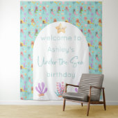 Zeemeermin Verjaardag Achtergrond Tapestry Wandkleed (In situ)