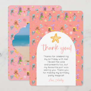 Zeemeermin Verjaardag Foto Bedankt Kaart