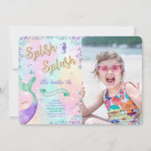 Zeemeermin verjaardag foto uitnodiging (Voorkant)