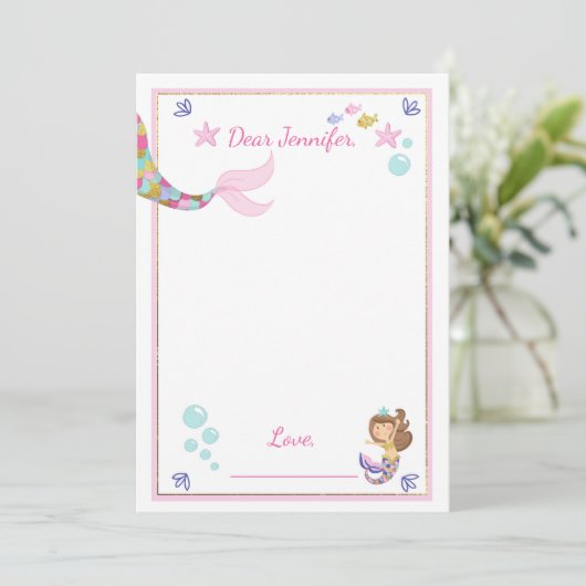 Zeemeermin Verjaardag gastenboek kaarten Time Caps (Staand voorkant)