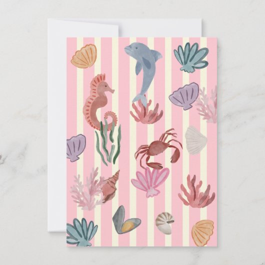 Zeemeermin Verjaardag onder het zee kust hand gete Kaart (Achterkant)