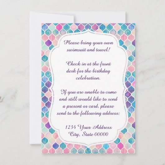 Zeemeermin Verjaardag Uitnodiging met Terug (Achterkant)