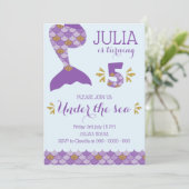 Zeemeermin Verjaardag Uitnodiging Zeemeermin numme (Staand voorkant)