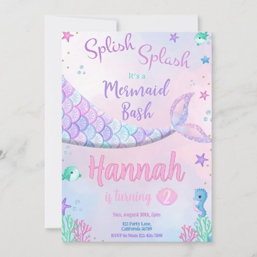 Zeemeermin Verjaardag Uitnodiging Zeemeermin Uitno (Voorkant)