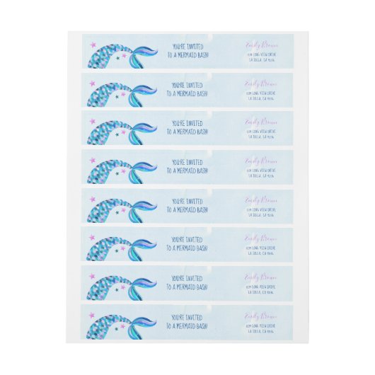 Zeemeermin Verjaardag Wrap Around Envelop Adres (Vel)